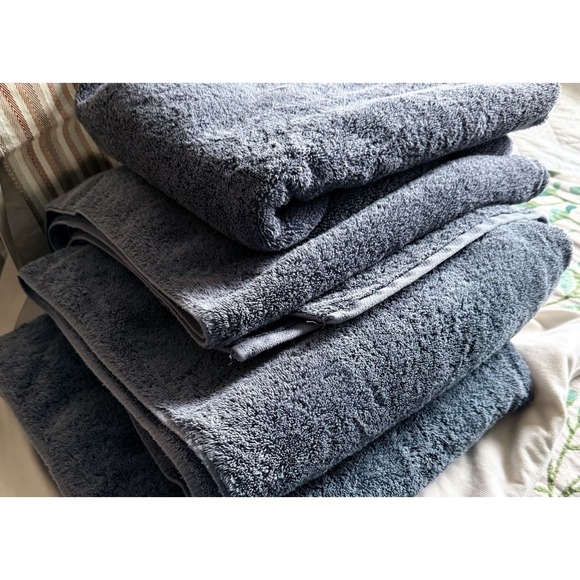 Matouk Set of 4 Lotus 30"W x 56"L Bath Towels Blue Lake 100% Cotton Portugal - Picture 12 of 15